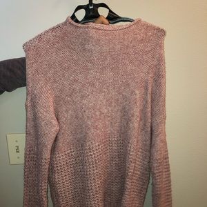 Pink Swoop Neck Knit Sweater